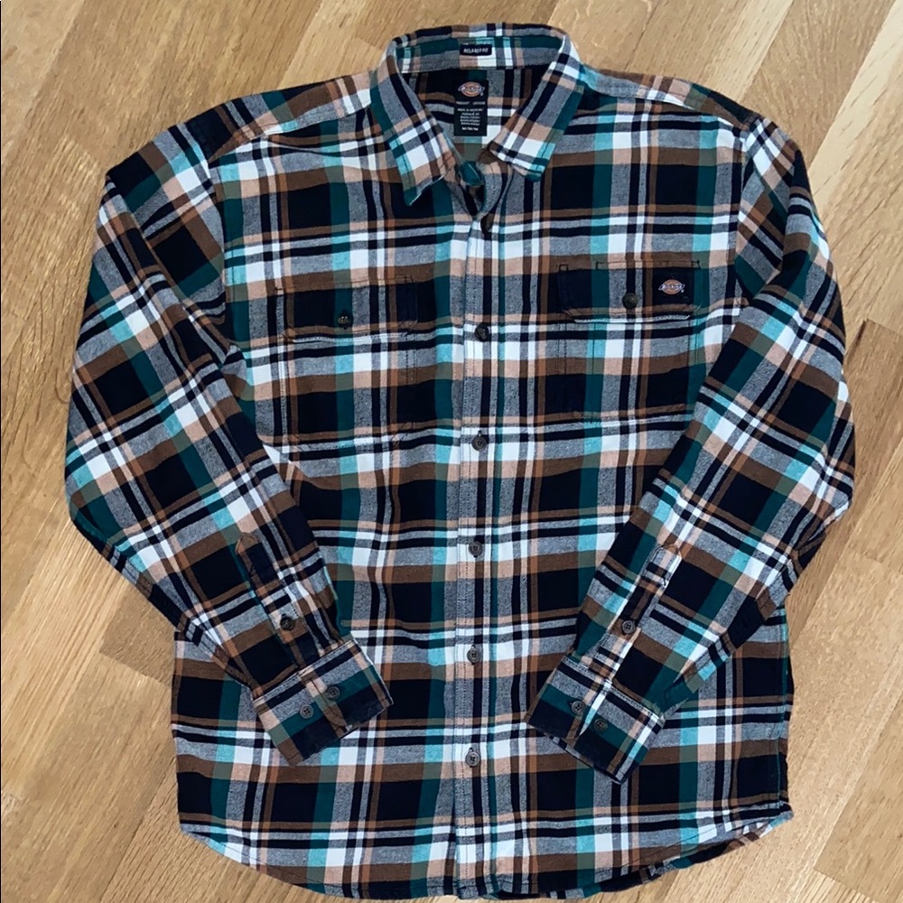 Dickies Sacramento 100% Cotton Plaid Flannel Shirt Work Wear Shacket Soft Warm